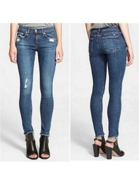 Rag & Bone La Paz distressed skinny jeans frayed hem size 28